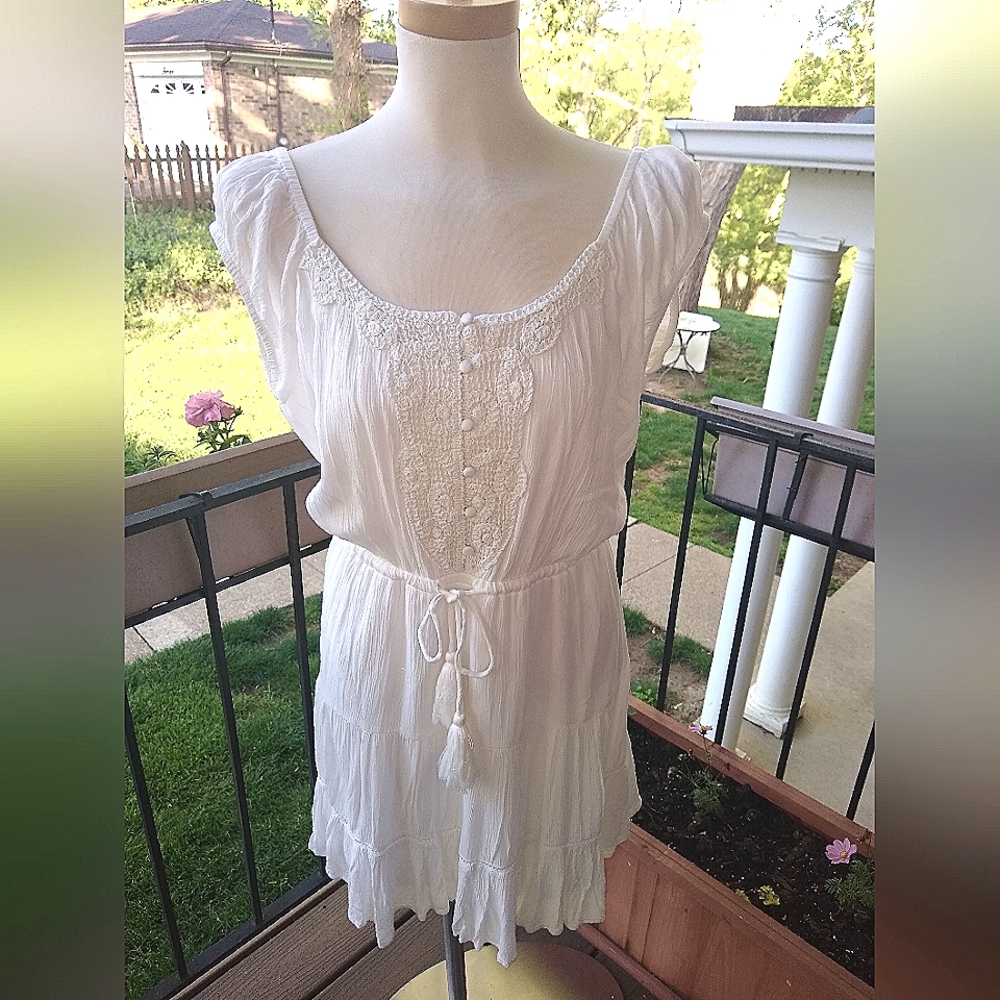 Cato NWT Boho Gauze Crochet Trim Dress